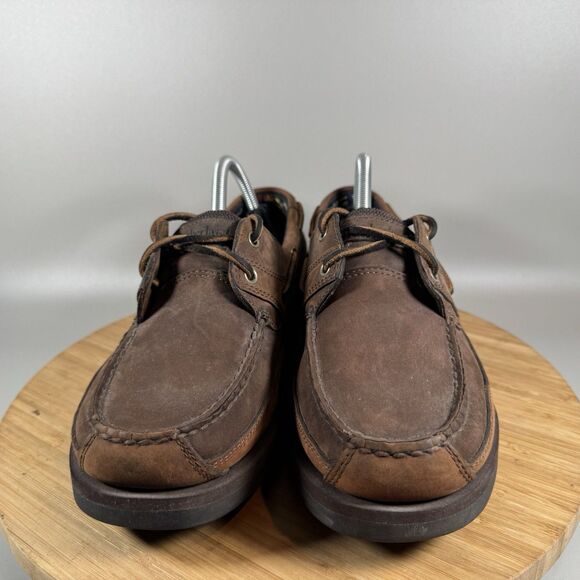 S Timberland Men's Sz 8.5‎ M BROWN Loafers Boat Slip On Shoes - Picture 2 of 8